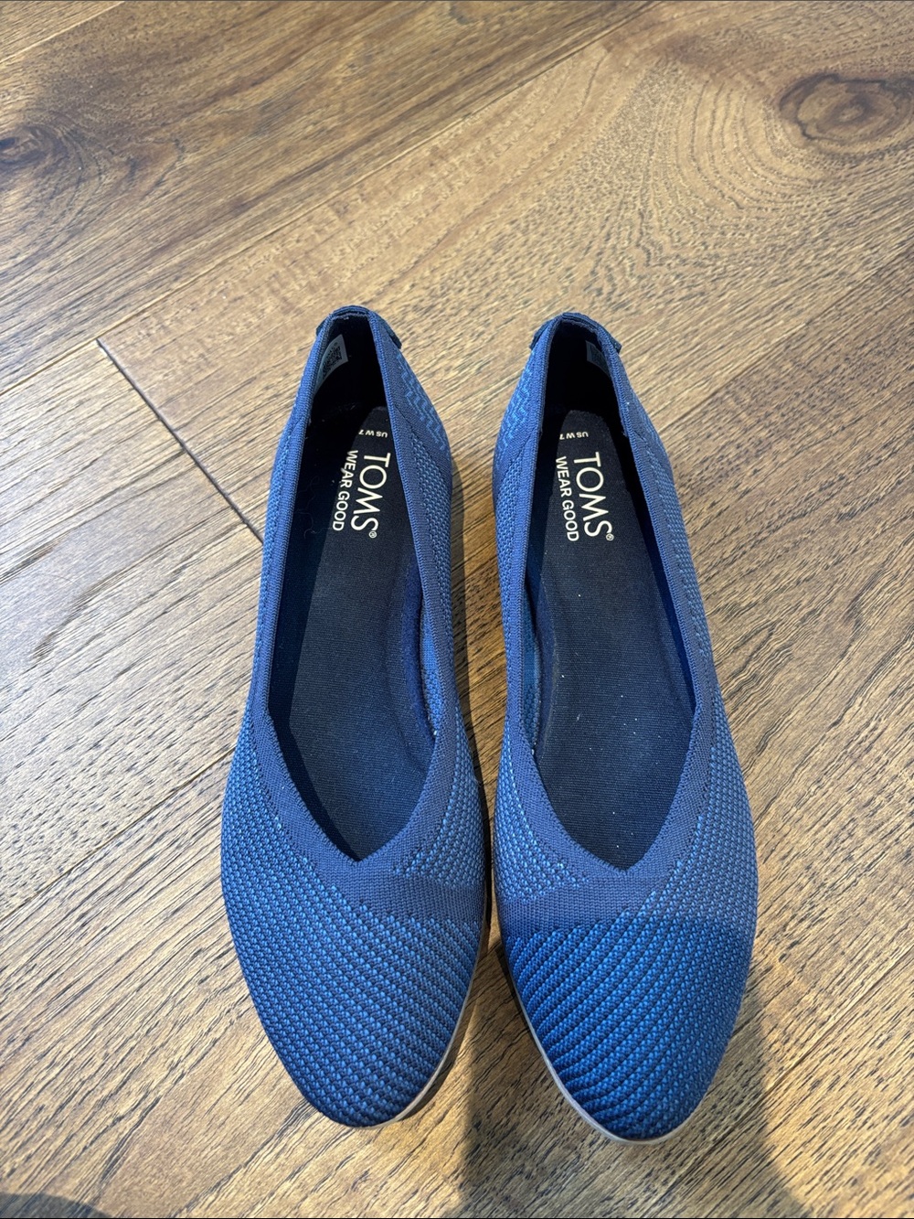 TOMS Navy Knit Slip-On Ballet Flats